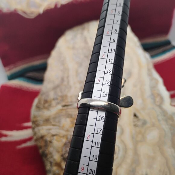 Southwest Sterling Silver Prickly Pear Cactus Ring w/Turquoise & Coral Size 7 - Picture 5 of 5